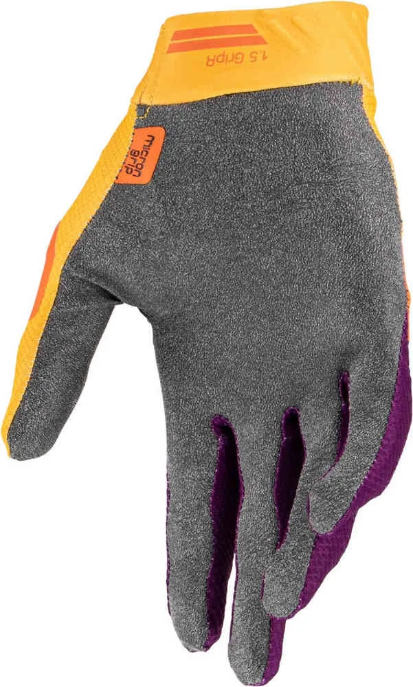 1.5 GripR Leatt Kids Motocross Gloves, Purple/Yellow