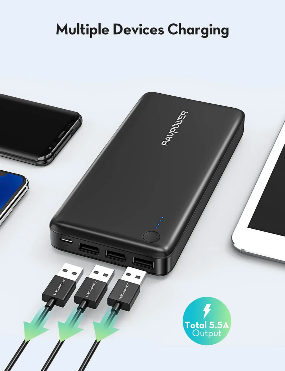 26800mAh 5.5A 3-Port Power Bank Charger