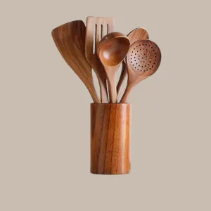 7PCS Wooden Kitchen Utensils Set