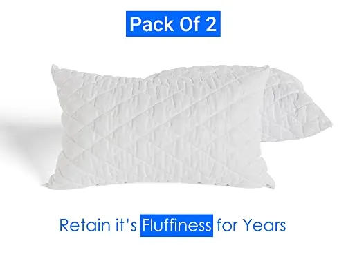 AJISH Soft Microfiber Bed Pillows Set of 2, 16 X 24 Inch Small Size Pillow - Cooling Pillows for Sleeping - Luxury Quilted Shape Pillows for Side, Stomach or Back Sleepers, White