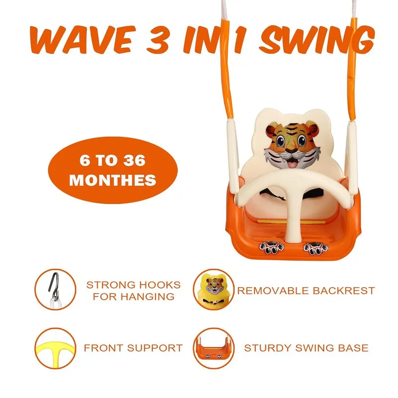 Baby Musical Swing with 4 Stages Multiple Age Settings (Orange)