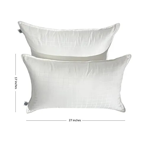 bien LIVING Extra Soft Microfiber Filled Pristine Pillow, Luxurious 300 Tc 100% Cotton Fabric Treated with Sanitized Finish, Sleeping Pillow for Back Sleepers, 17 X 27 Inches, White (Pack of 2)