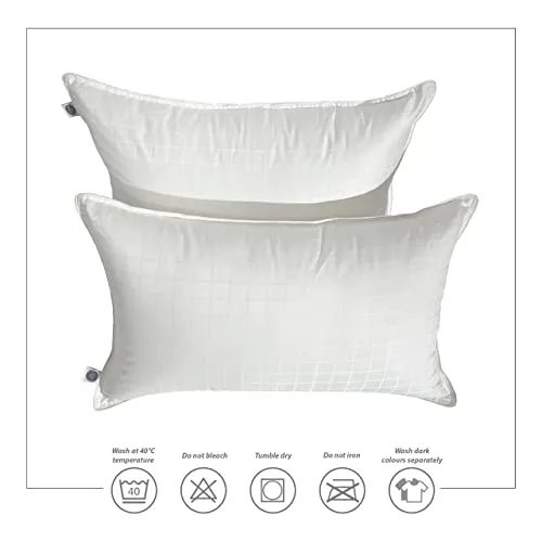 bien LIVING Extra Soft Microfiber Filled Pristine Pillow, Luxurious 300 Tc 100% Cotton Fabric Treated with Sanitized Finish, Sleeping Pillow for Back Sleepers, 17 X 27 Inches, White (Pack of 2)