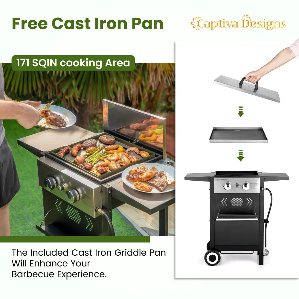 Captiva Designs 2-In-1 Patio Gas Griddle Grill