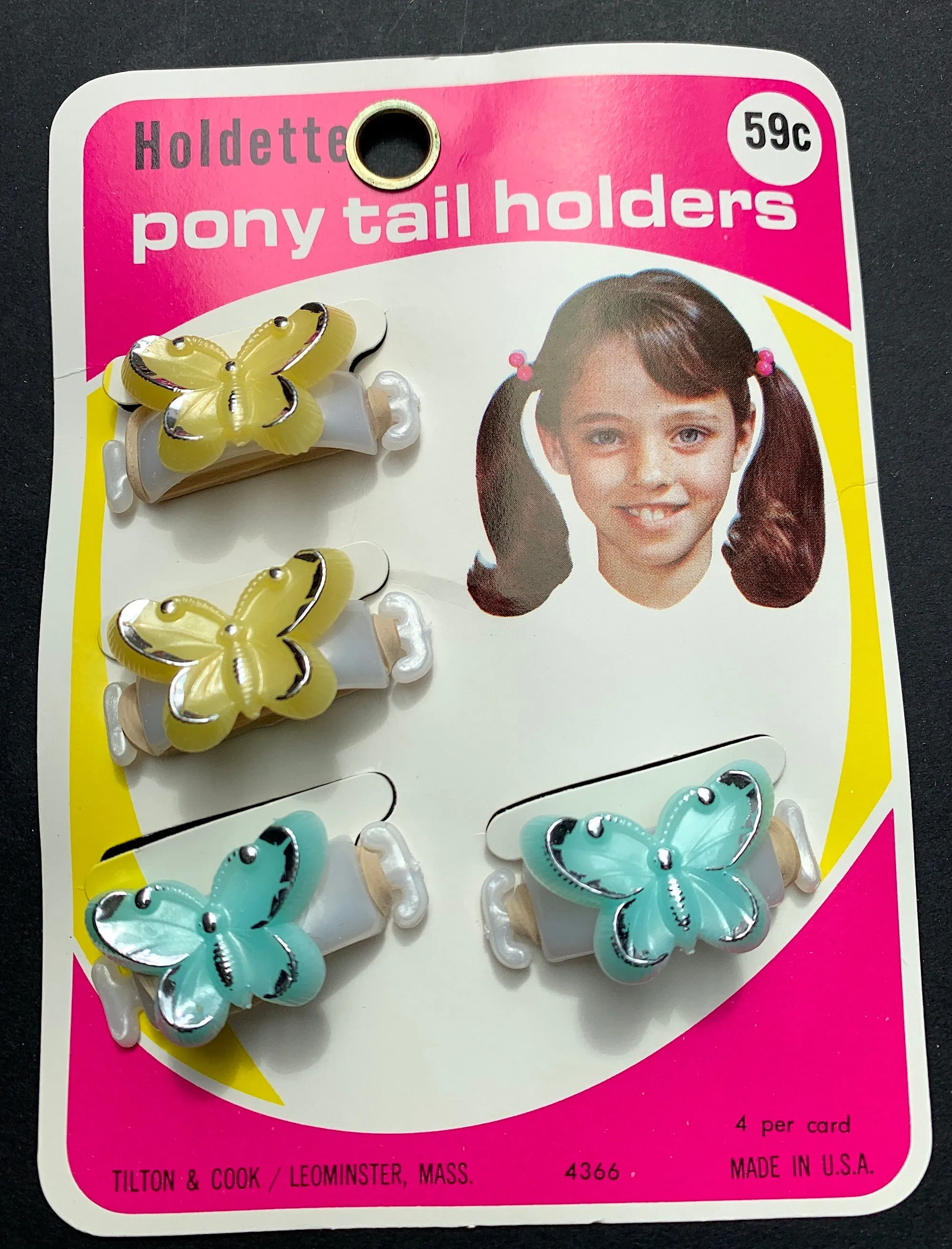 Gloriously 1970s Butterfly Pony Tail Barrettes