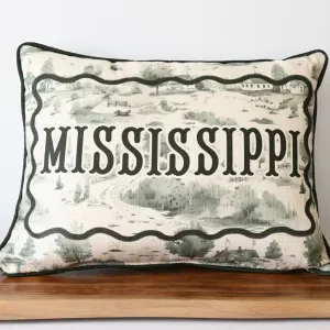 Green Toile Mississippi Rectangle Pillow