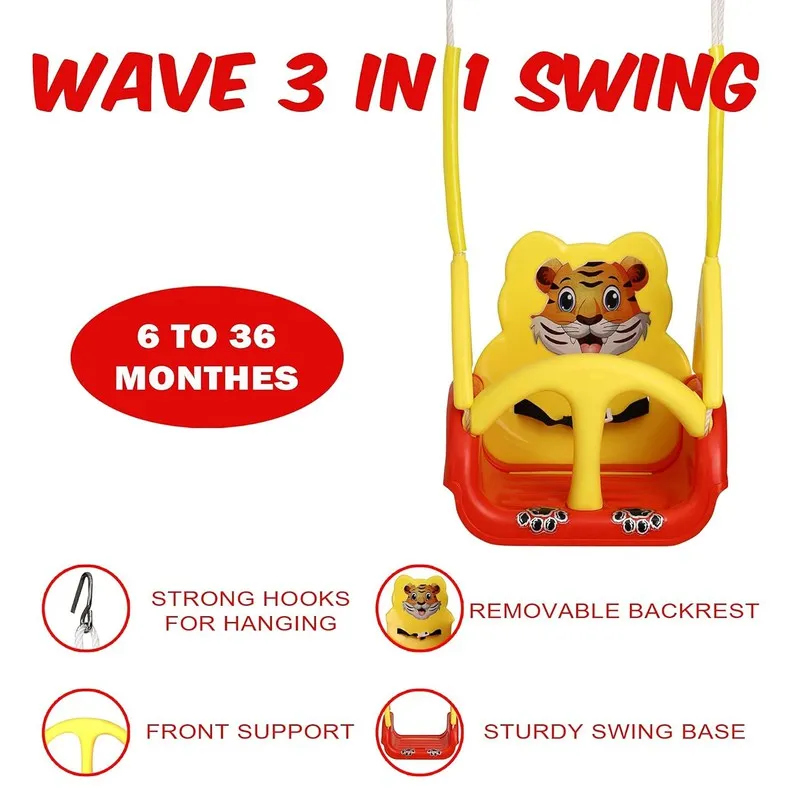 King of Swings Imported Quality 4 Stages Adjustable Baby Musical Swing (Red)