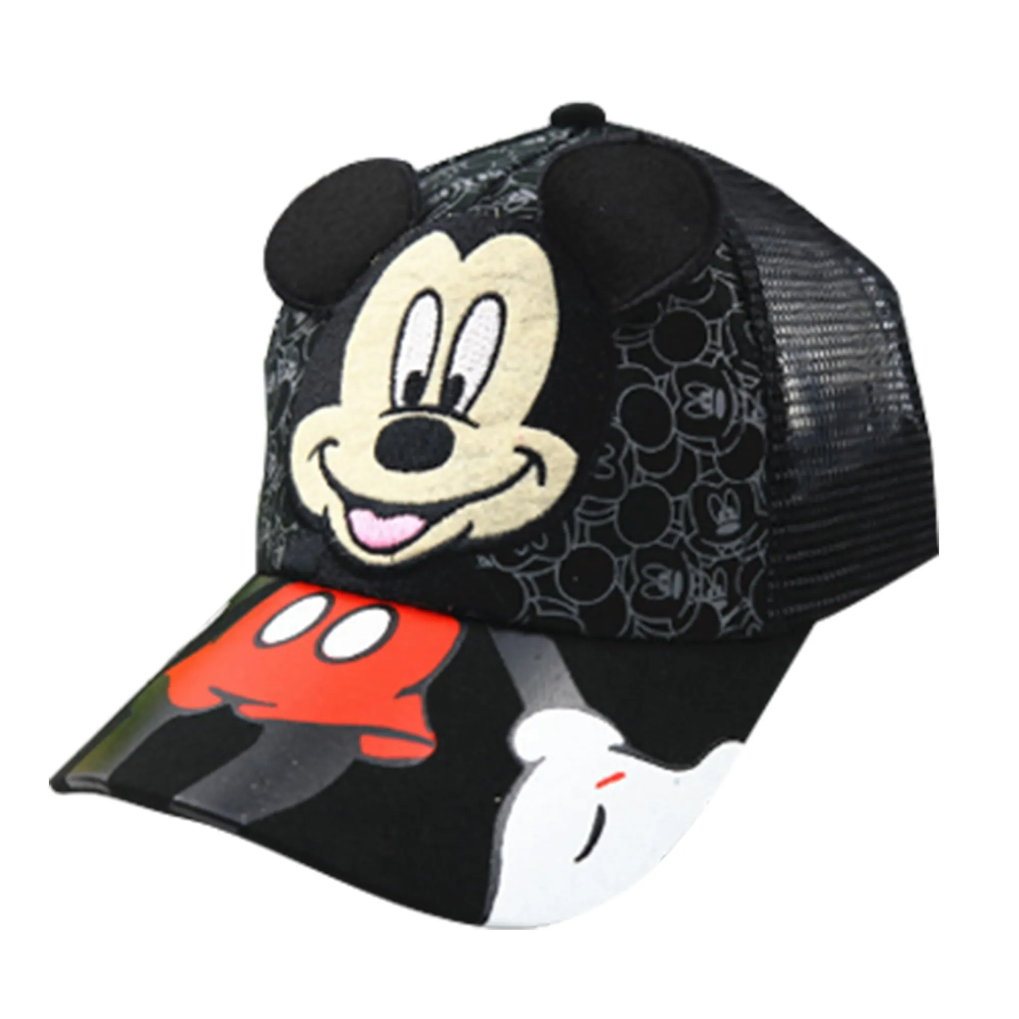 Kuber Industries Pack of 2 Mickey Mouse Cap | Adjustable Cap for Boys and Girls | Cartoon Character Printed Little Cap for Kids | Cap for 7-12 Year Old Baby Girls and Boys | QI0102-B | Black