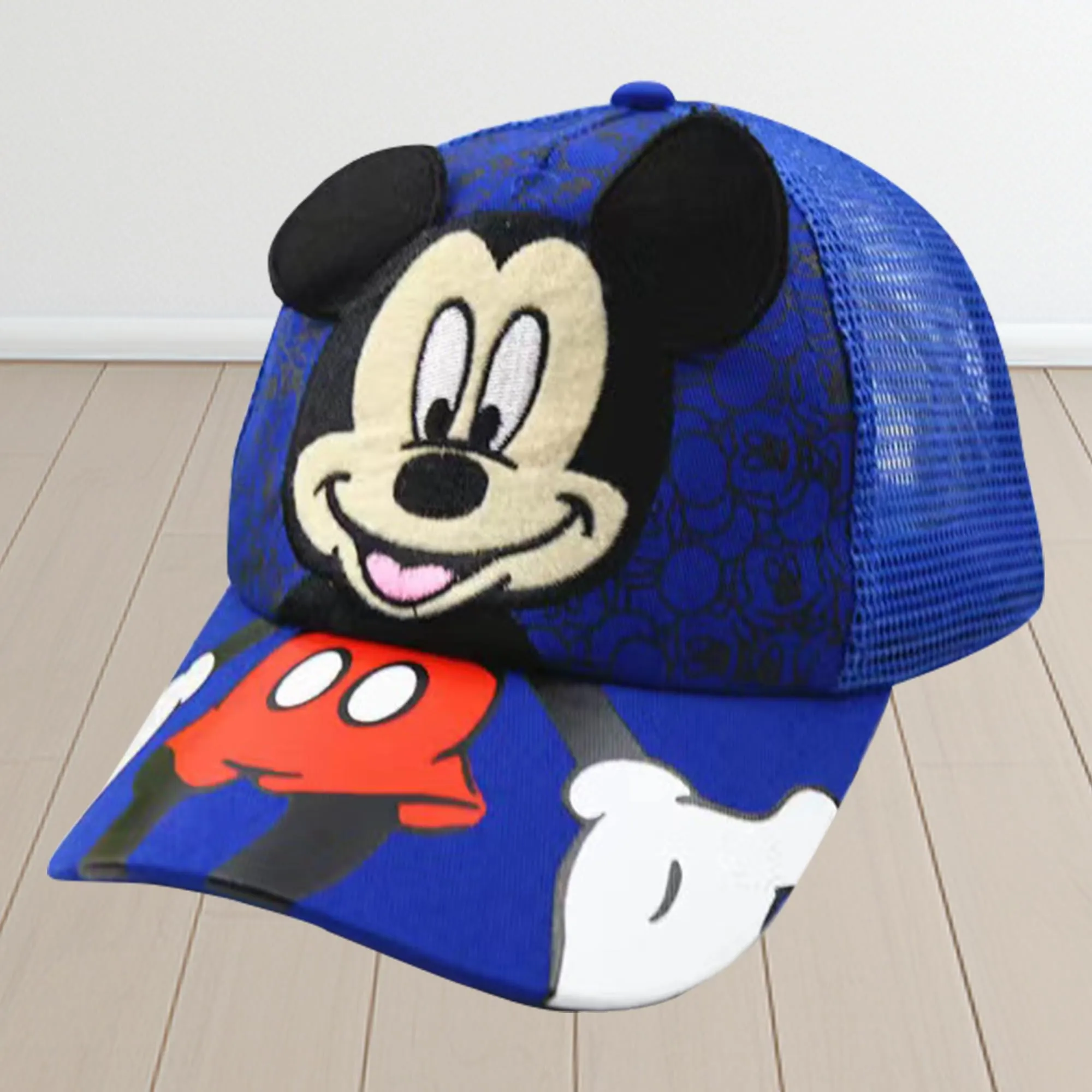 Kuber Industries Pack of 2 Mickey Mouse Cap | Adjustable Cap for Boys and Girls | Cartoon Character Printed Little Cap for Kids | Cap for 7-12 Year Old Baby Girls and Boys | QI0102-B | Blue