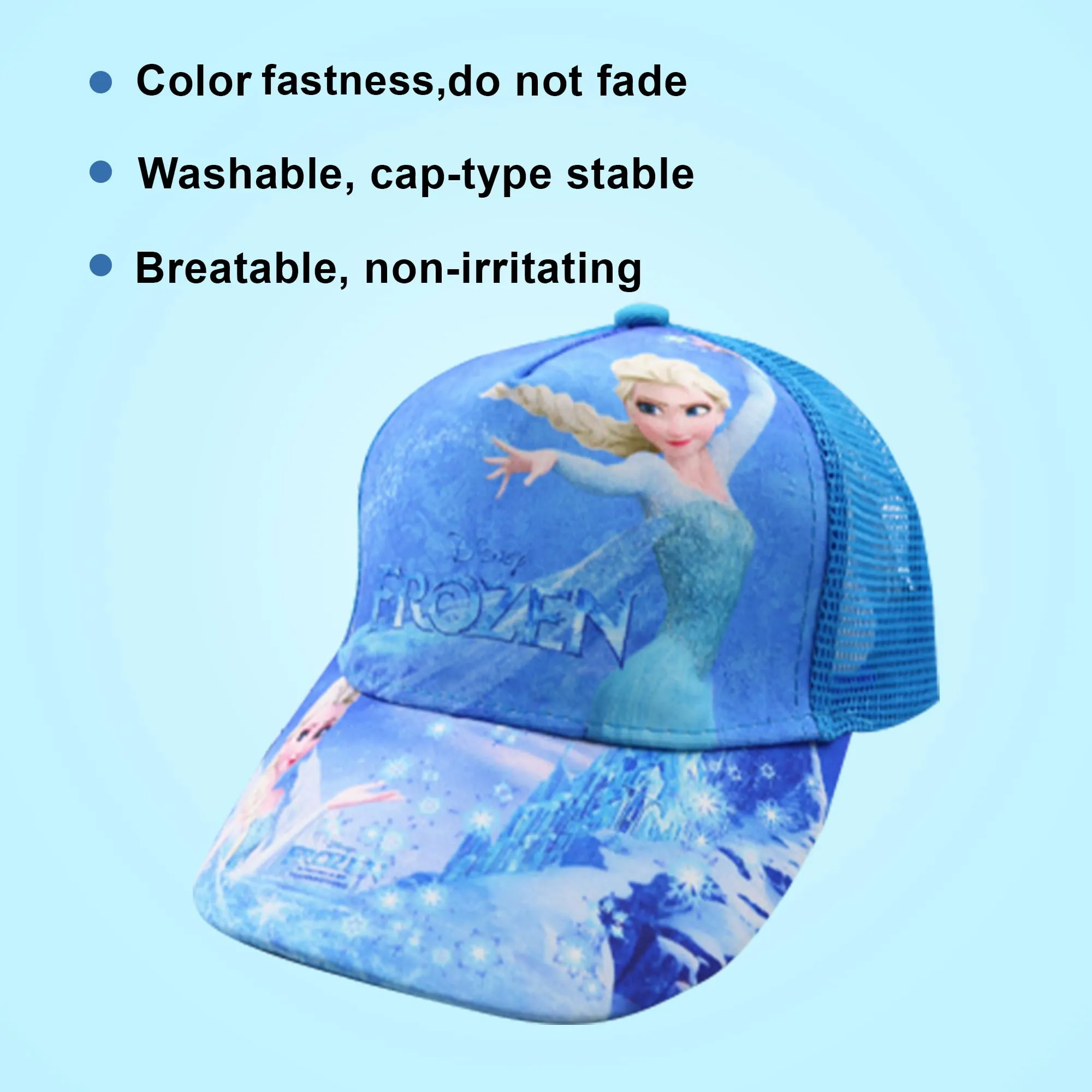 Kuber Industries Pack of 2 Princess Cap | Adjustable Cap for Boys and Girls | Cartoon Character Printed Little Cap for Kids | Cap for 7-12 Year Old Baby Girls and Boys | QI0015 | Aqua