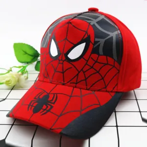 Kuber Industries Pack of 2 Spiderman Cap | Adjustable Cap for Boys and Girls | Cartoon Character Printed Little Cap for Kids | Cap for 7-12 Year Old Baby Girls and Boys | T8103-A | Red