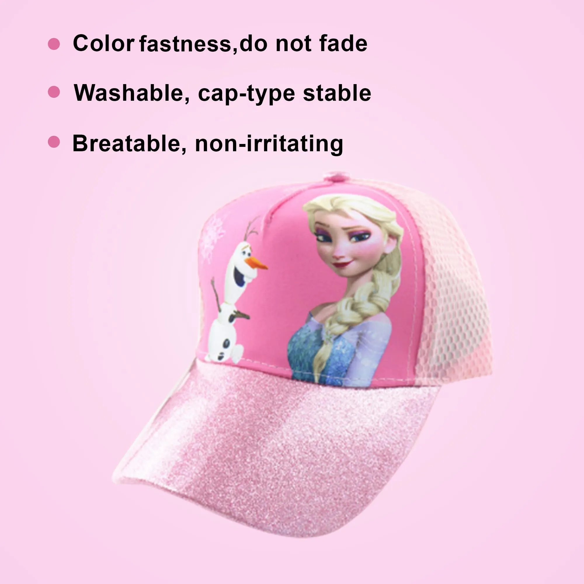 Kuber Industries Pack of 6 Princess Cap | Adjustable Cap for Boys and Girls | Cartoon Character Printed Little Cap for Kids | Cap for 7-12 Year Old Baby Girls and Boys |T206221-A | Pink