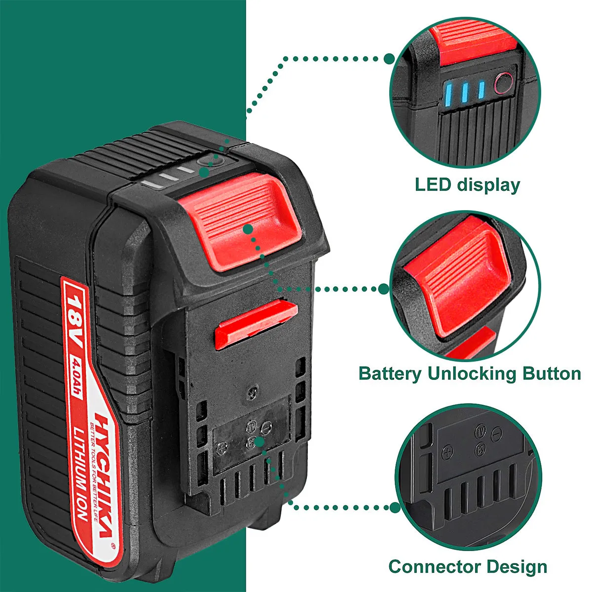 Lithium Battery 18V/20V, 4000mAh for Hychika Power Tools