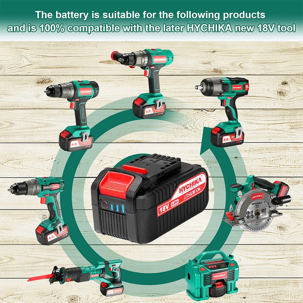 Lithium Battery 18V/20V, 4000mAh for Hychika Power Tools