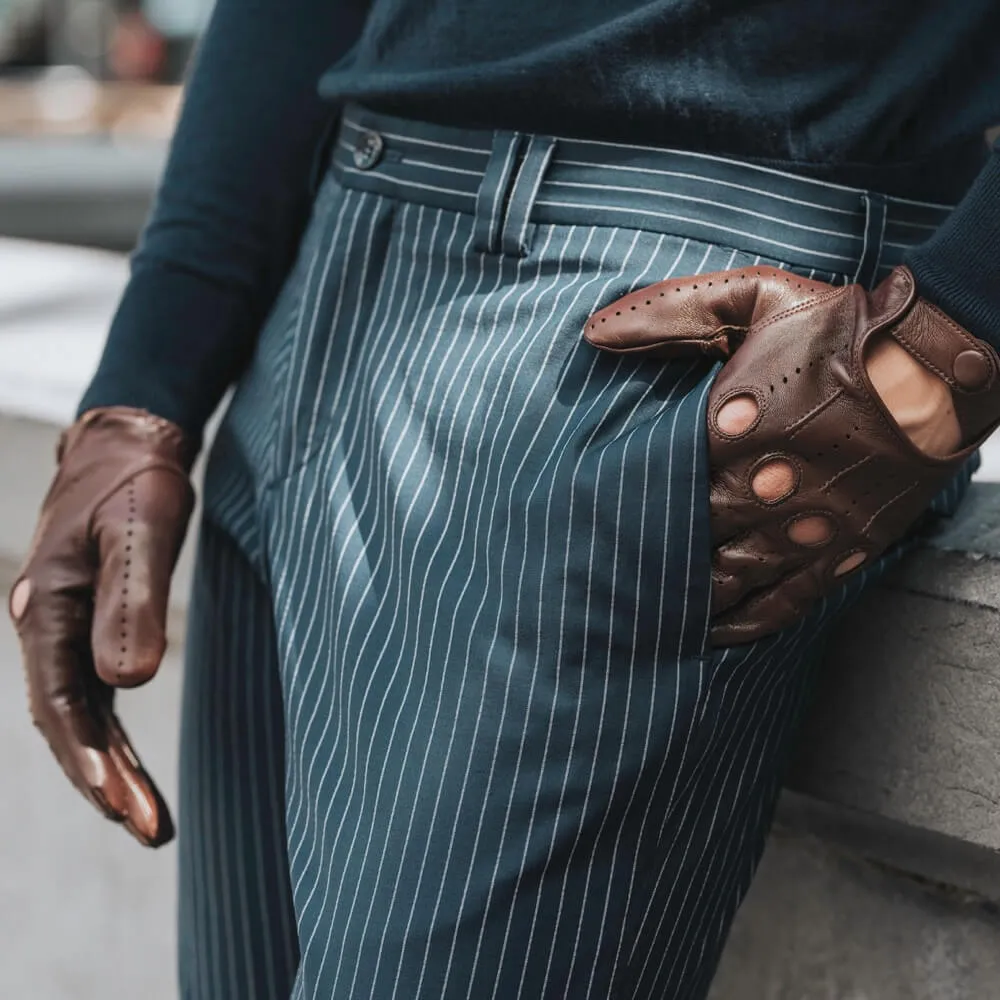 Mario (brown) - Italian lambskin leather driving gloves