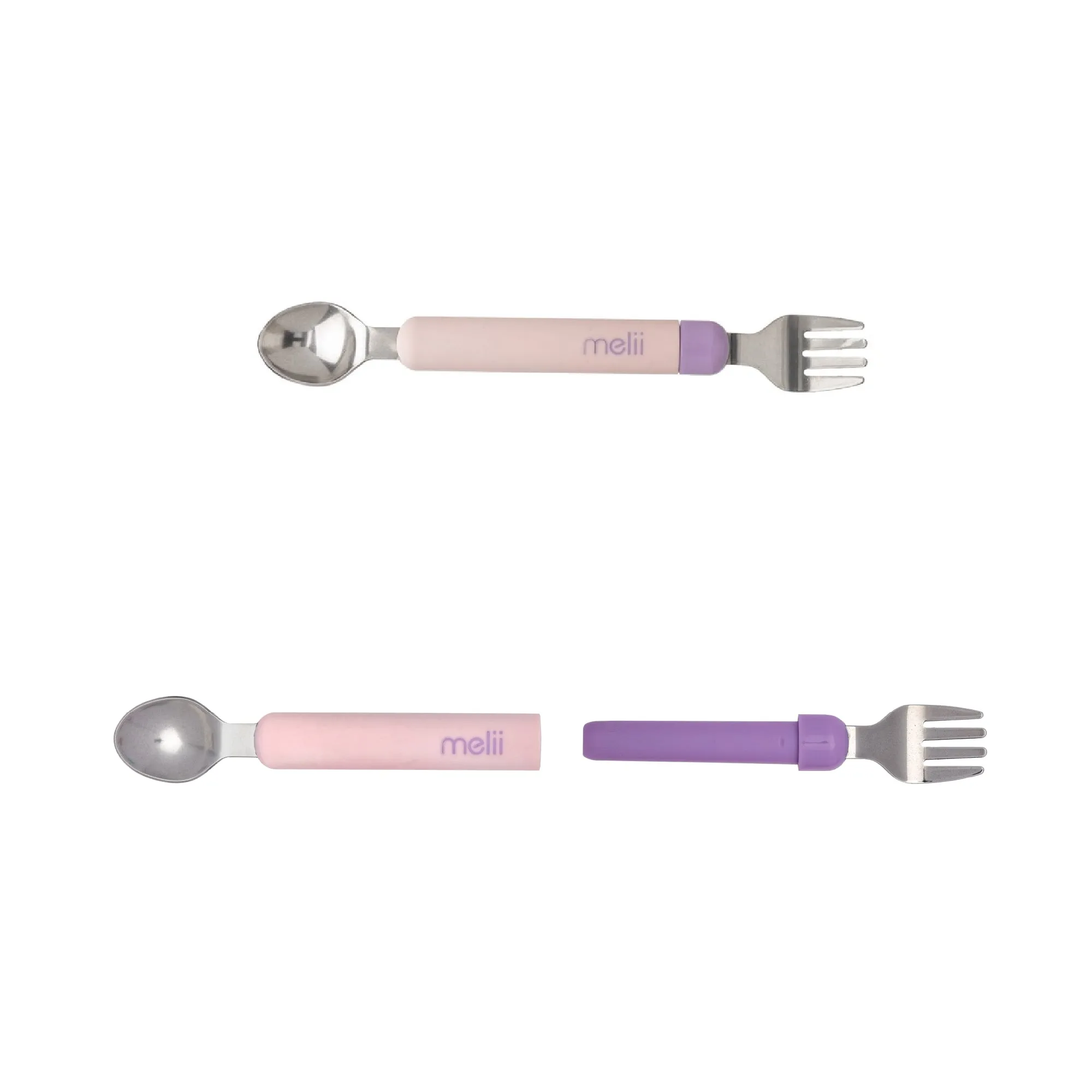 Melii Detachable Spoon & Fork Combo - Portable Baby and Toddler Travel Utensils Set for Mess-Free On-the-Go Feeding