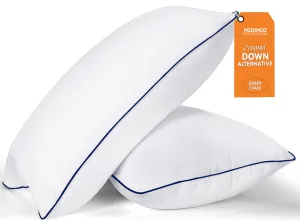 MZOIMZO Bed Pillows For Sleeping, Queen Size Cooling Pillows Set Of 2, Top-End Microfiber Filling Soft Supportive Pillows For Back, Side Or Stomach Sleepers(Queen, 2 Pack), White