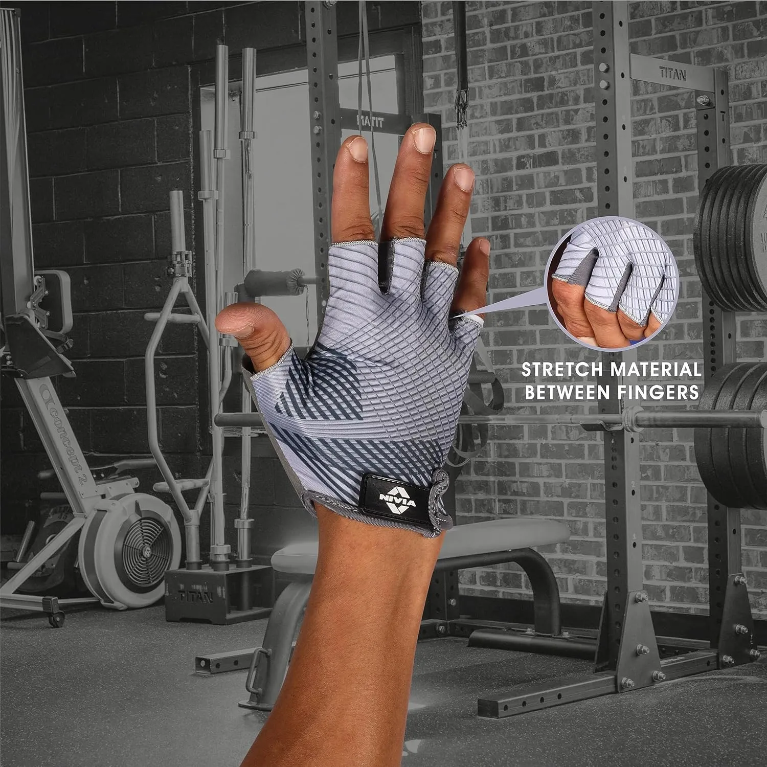 Nivia Copperhead 2.0 Sports Gloves for Men/Weightlifting and Gym/Super Stretchable Comfortable,Perfect for Weight Lifting,Training,Gym Workout,Crossfit,Pull-ups,Bodybuilding, Size-Large (Grey)