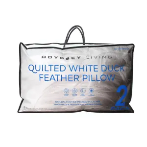 Odyssey Living Quilted Duck Feather Pillow 2 Pack