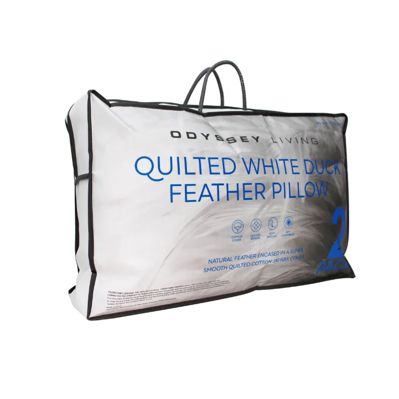 Odyssey Living Quilted Duck Feather Pillow 2 Pack