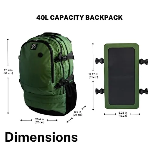 Outdoor Tech - Mountaineer Solar Backpack - Rugged 40L Outdoor Backpack with Flexible and Detachable 6.5W Solar Panel for Charging