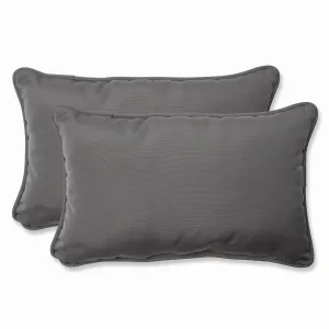 Outdoor/Indoor Fortress Canvas Charcoal Rectangular Throw Pillow (Set of 2)