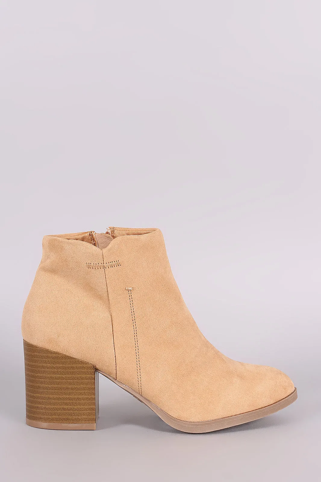 Qupid Suede Side Stitch Zip-Up Booties