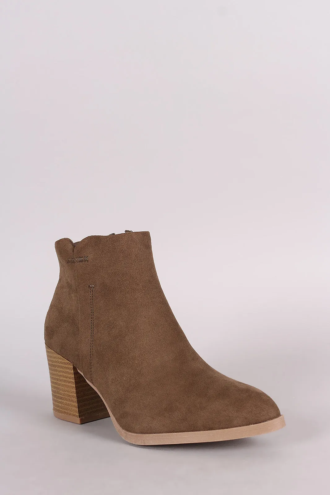 Qupid Suede Side Stitch Zip-Up Booties