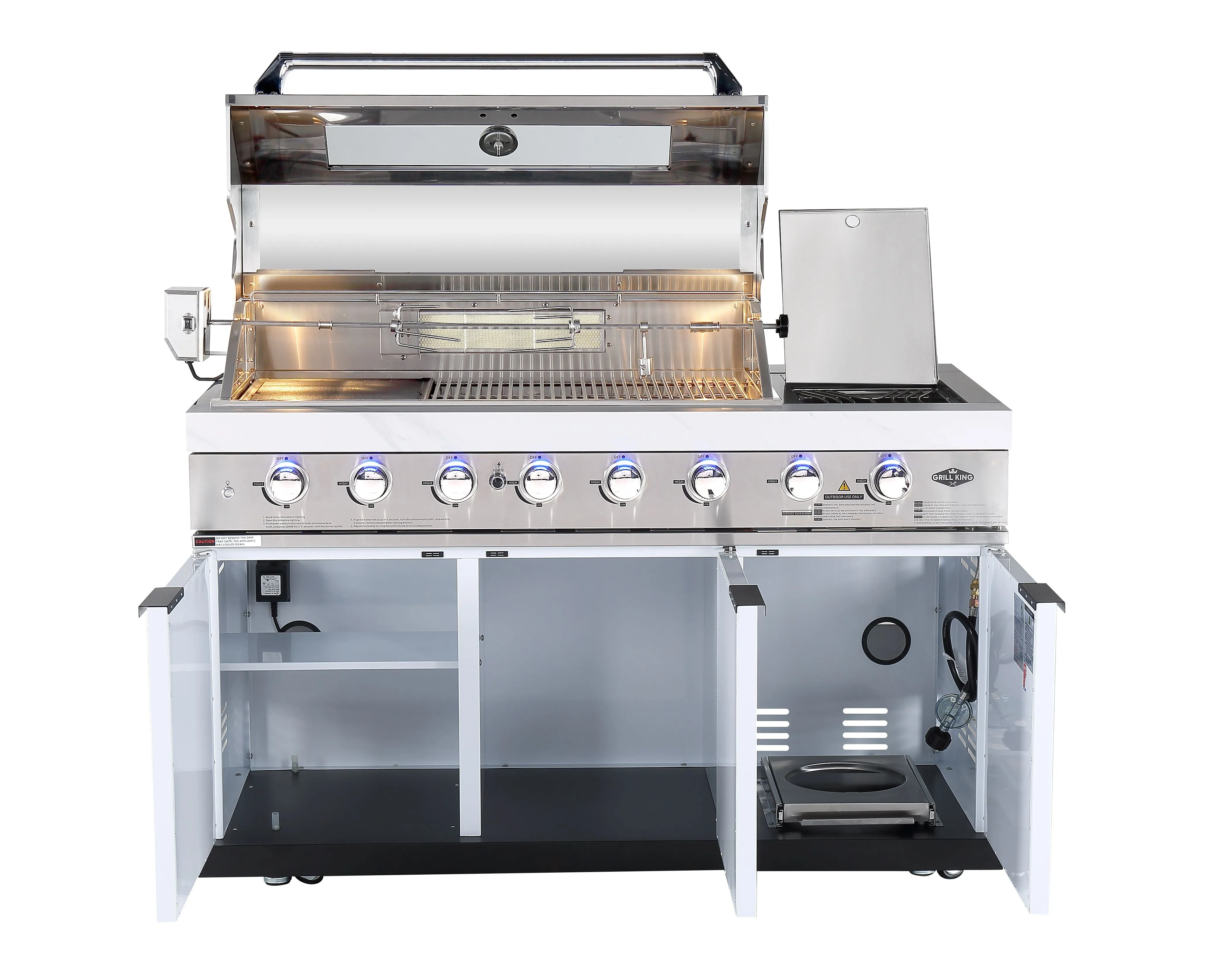 Rockpool White 6B   21” Kamado Smoker : Designer Outdoor Kitchen BBQ Package Inc Wok Burner, Fridge, Sink, Rotisserie & BBQ Covers.