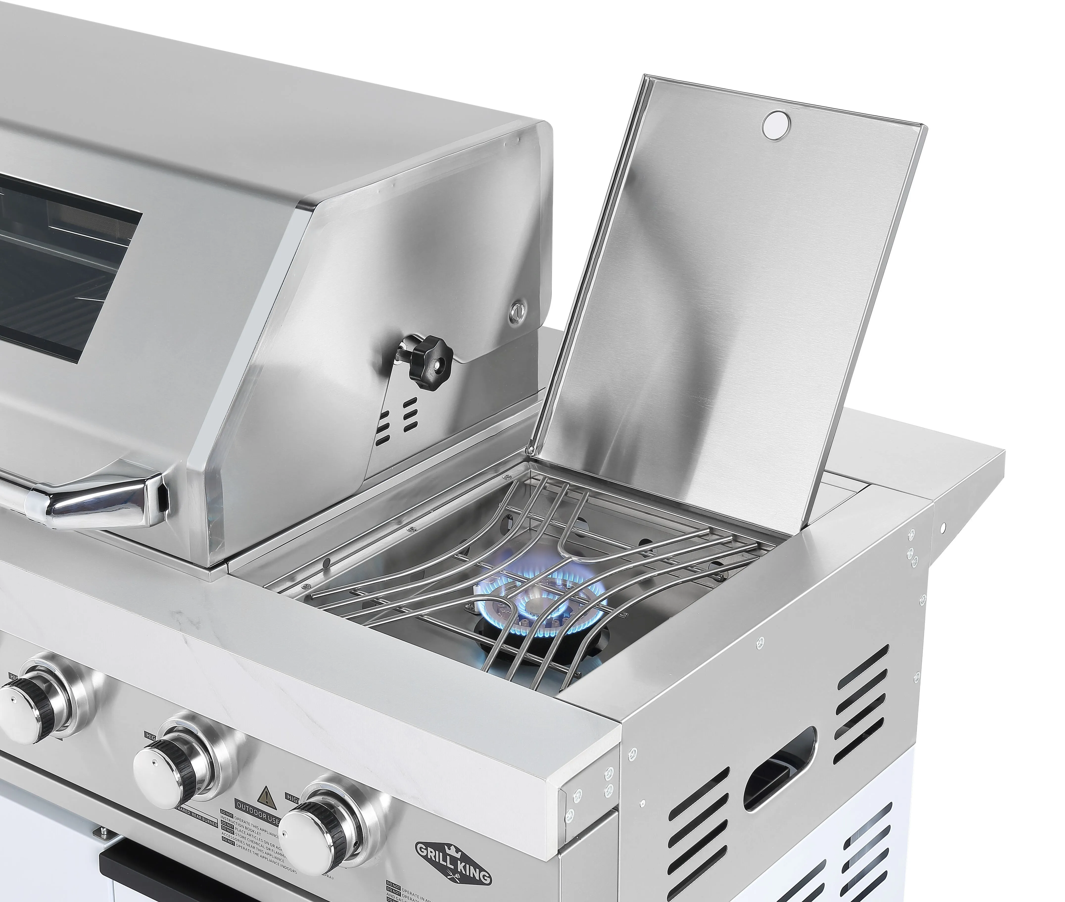 Rockpool White 6B   21” Kamado Smoker : Designer Outdoor Kitchen BBQ Package Inc Wok Burner, Fridge, Sink, Rotisserie & BBQ Covers.