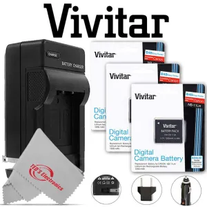 Three VIVITAR VIV-CB-11LH Li-On Battery and Battery Charger for Canon NB-11L/NB-11LH (Canon Powershot SX410 IS, SX400 IS, ELPH 170 IS, 340 HS 320)