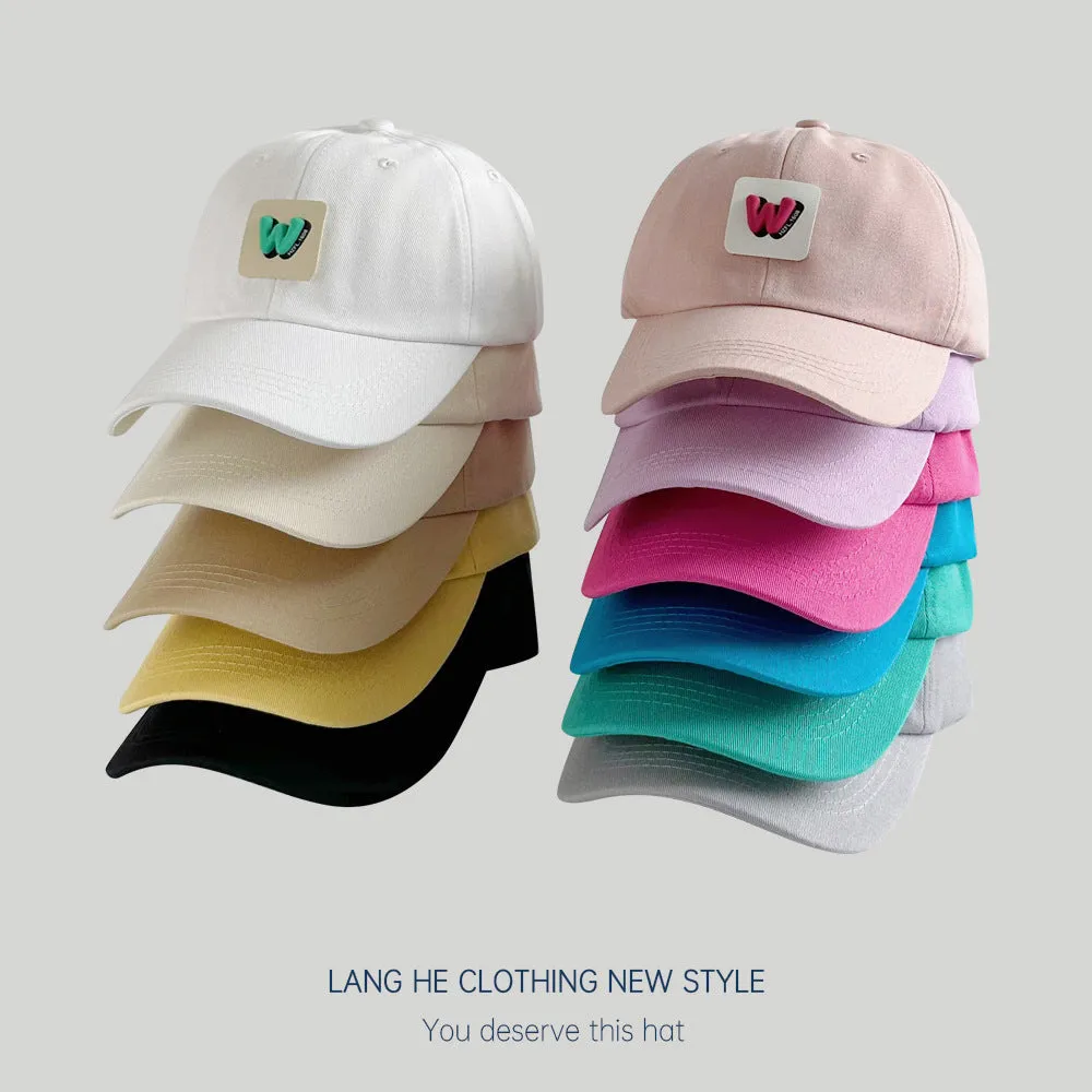 Trendy style~Spring and summer letter three-dimensional W square logo men's and women's baseball caps sunshade caps  sun protection hats